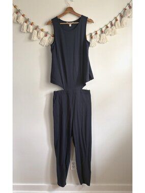 Garnet Hill Luna Sleeveless Knit Tencel Lyocell Relaxed Tapered Jumpsuit Lounge